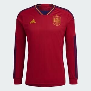 Men's Spain national team home 22 23 soccer (fútbol) long sleeve jersey blank